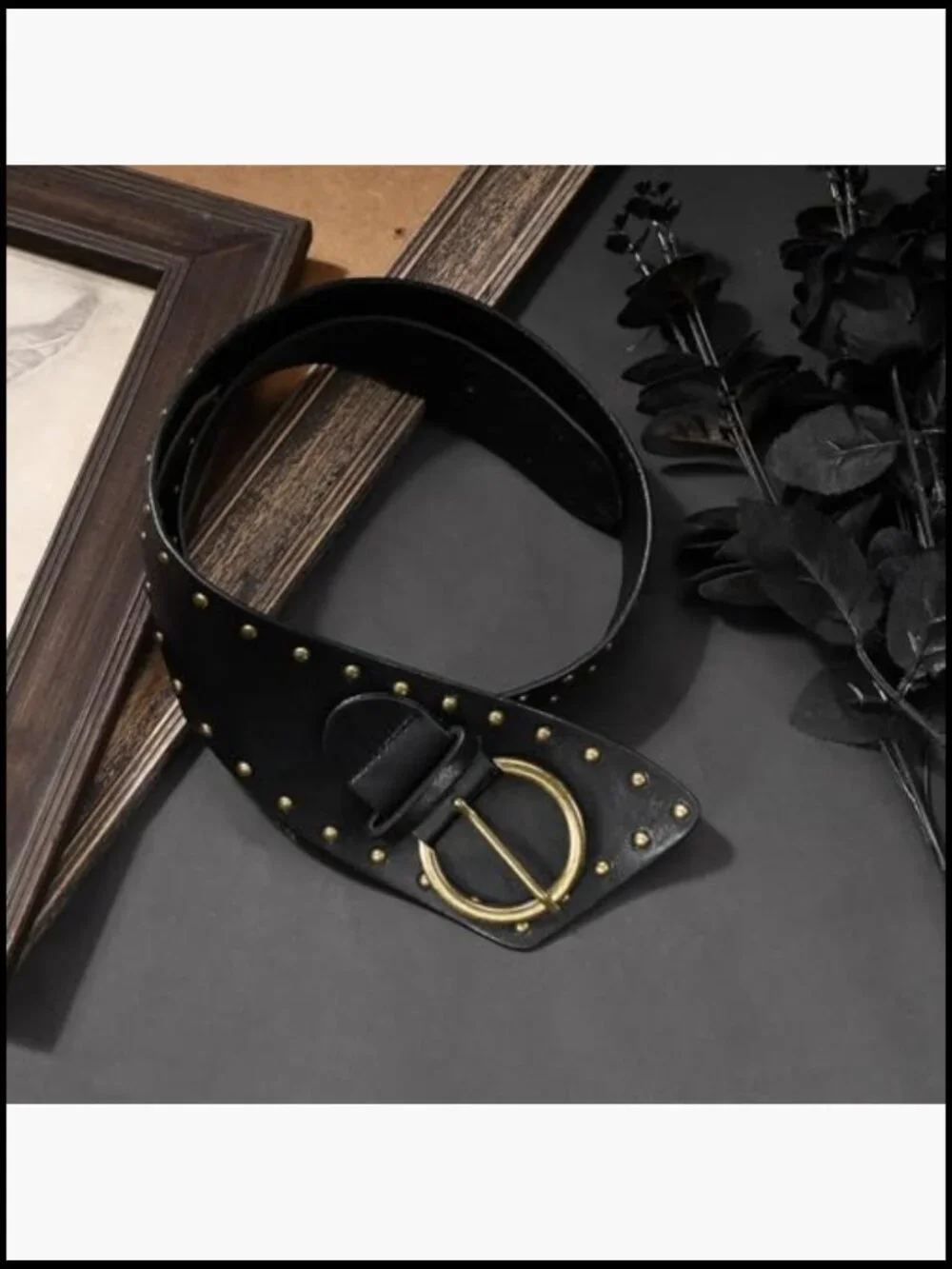 Vintage Punk Leather Waist Belt with Chunky Metal Buckle Gothic Rocker Style - Picture 6 of 6
